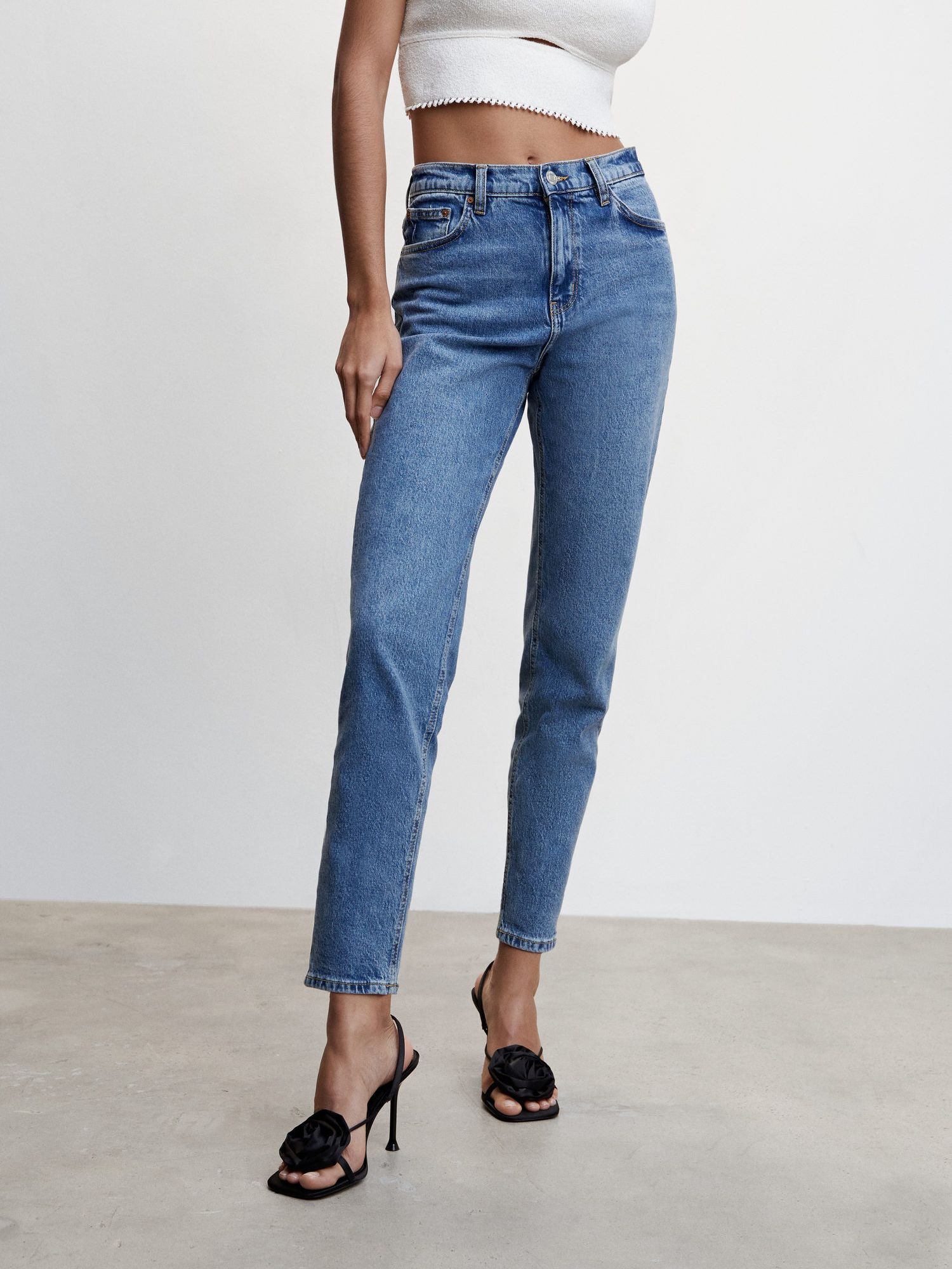 Mango New Mom Jeans, Open Blue at John Lewis & Partners