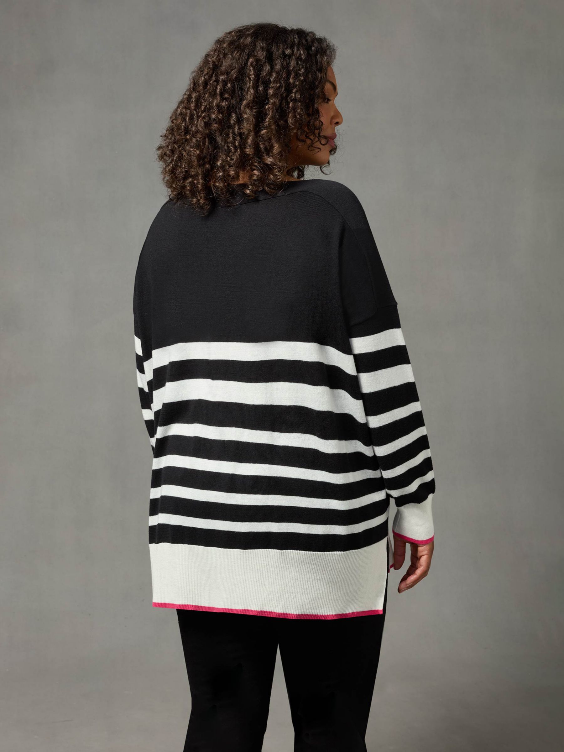 Live Unlimited Curve Stripe Relaxed Jumper, Black/White, 14