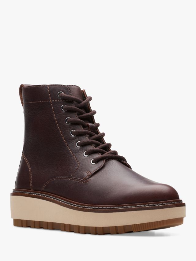 Clarks Orianna Leather Lace Up Ankle Boots, Dark Brown, 3