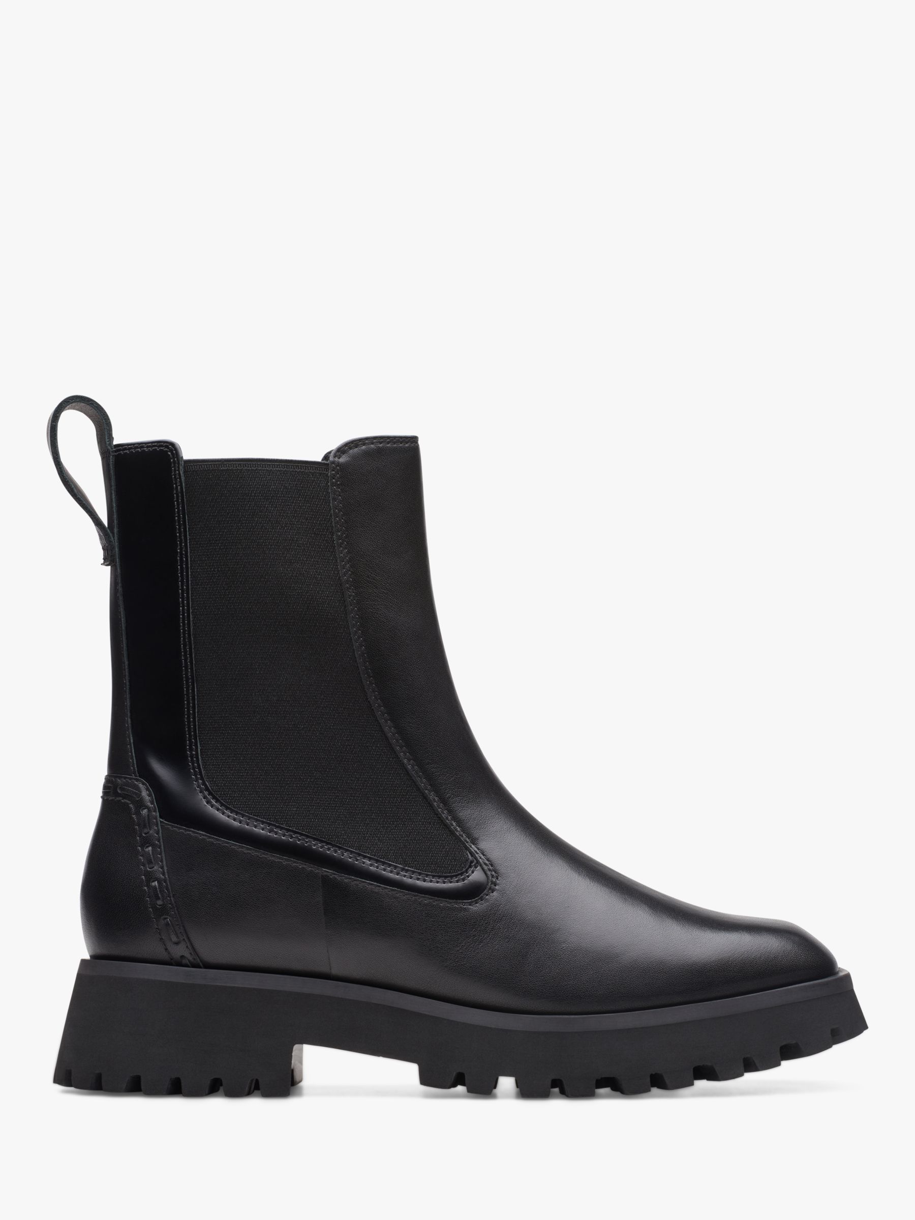 Clarks Stayso Rise Leather Chelsea Boots, Black at John Lewis & Partners