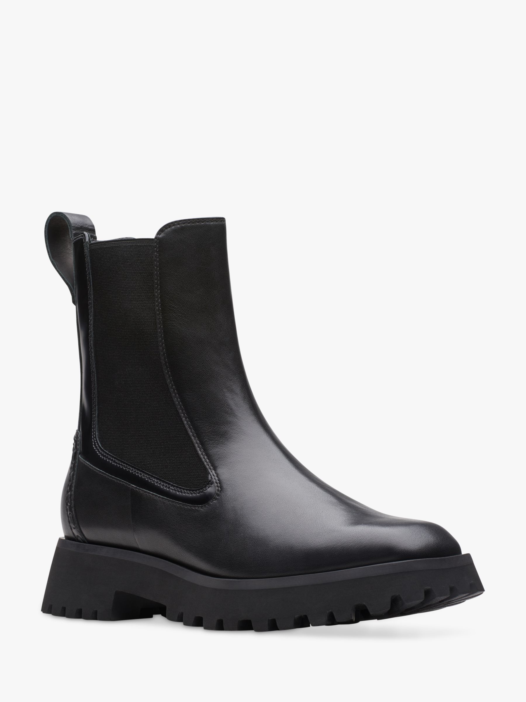 Clarks Stayso Rise Leather Chelsea Boots, Black at John Lewis & Partners