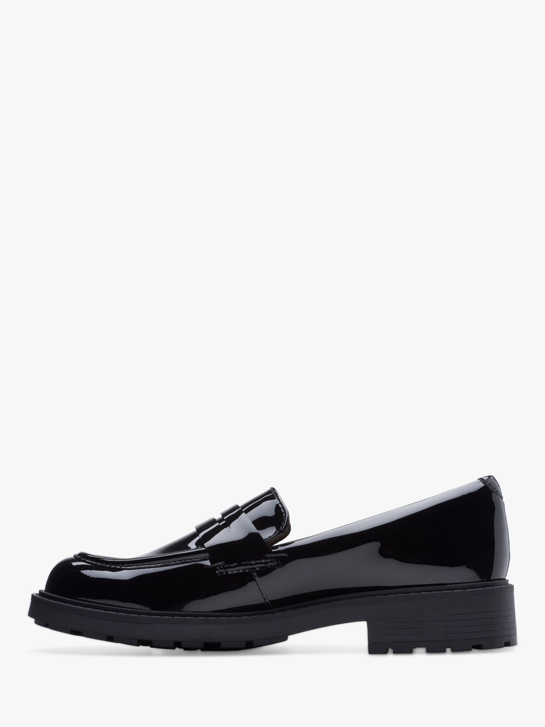 Clarks black shop patent loafers