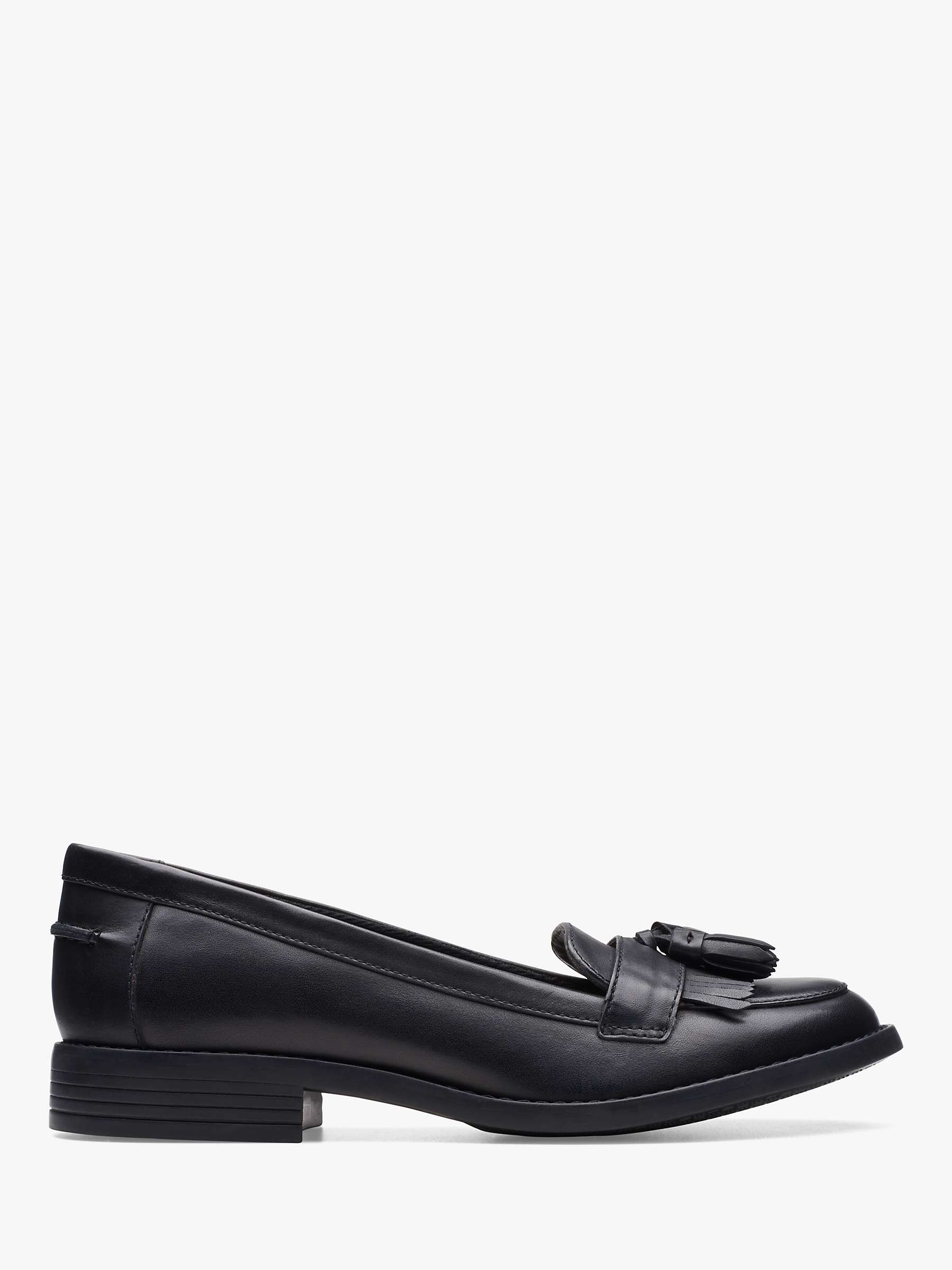 Clarks Camzin Leather Loafers, Black at John Lewis & Partners