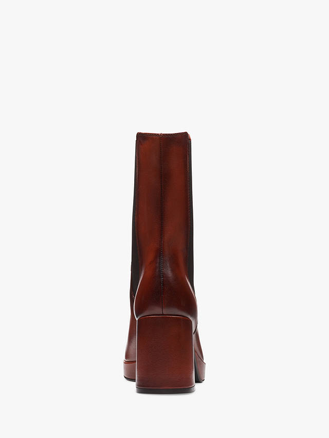 Clarks Pique Up Leather Chelsea Boots, Dark Tan at John Lewis & Partners