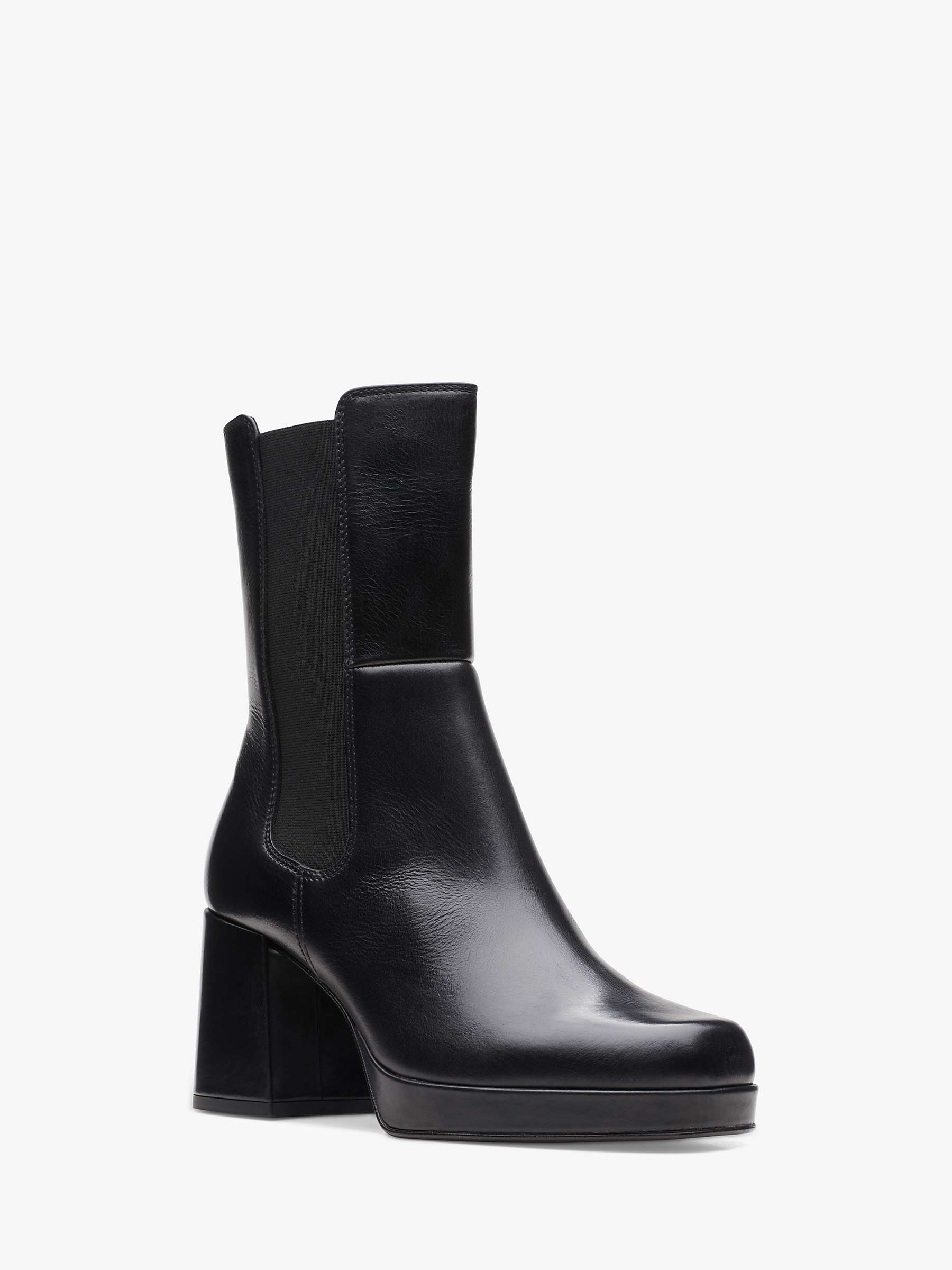 Clarks Pique Up Leather Chelsea Boots, Black at John Lewis & Partners