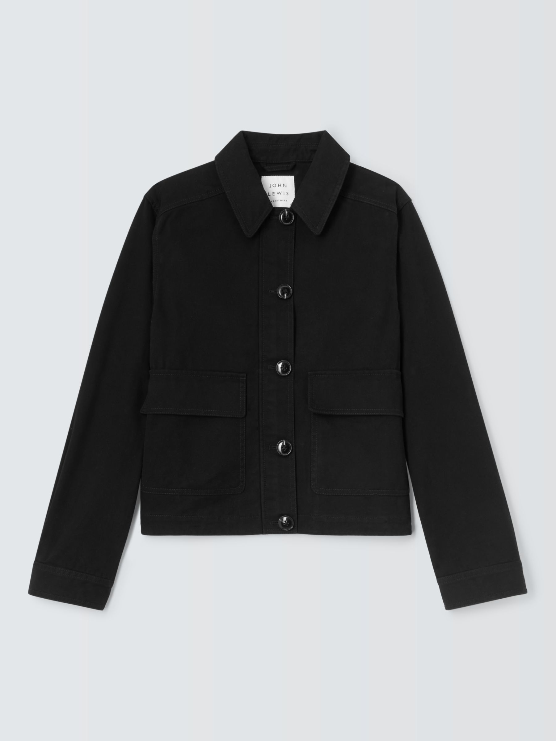 John Lewis Cotton Twill Jacket, Black, 8