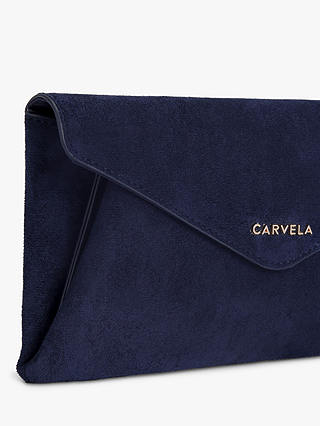 Carvela Megan Suede Envelope Clutch Bag, Blue Navy