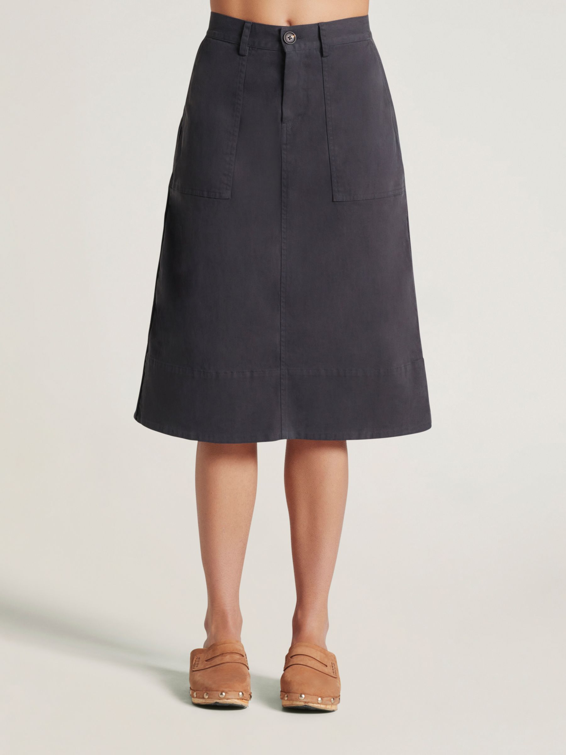 Thought Lilivere Organic Cotton Midi Skirt, Slate Grey