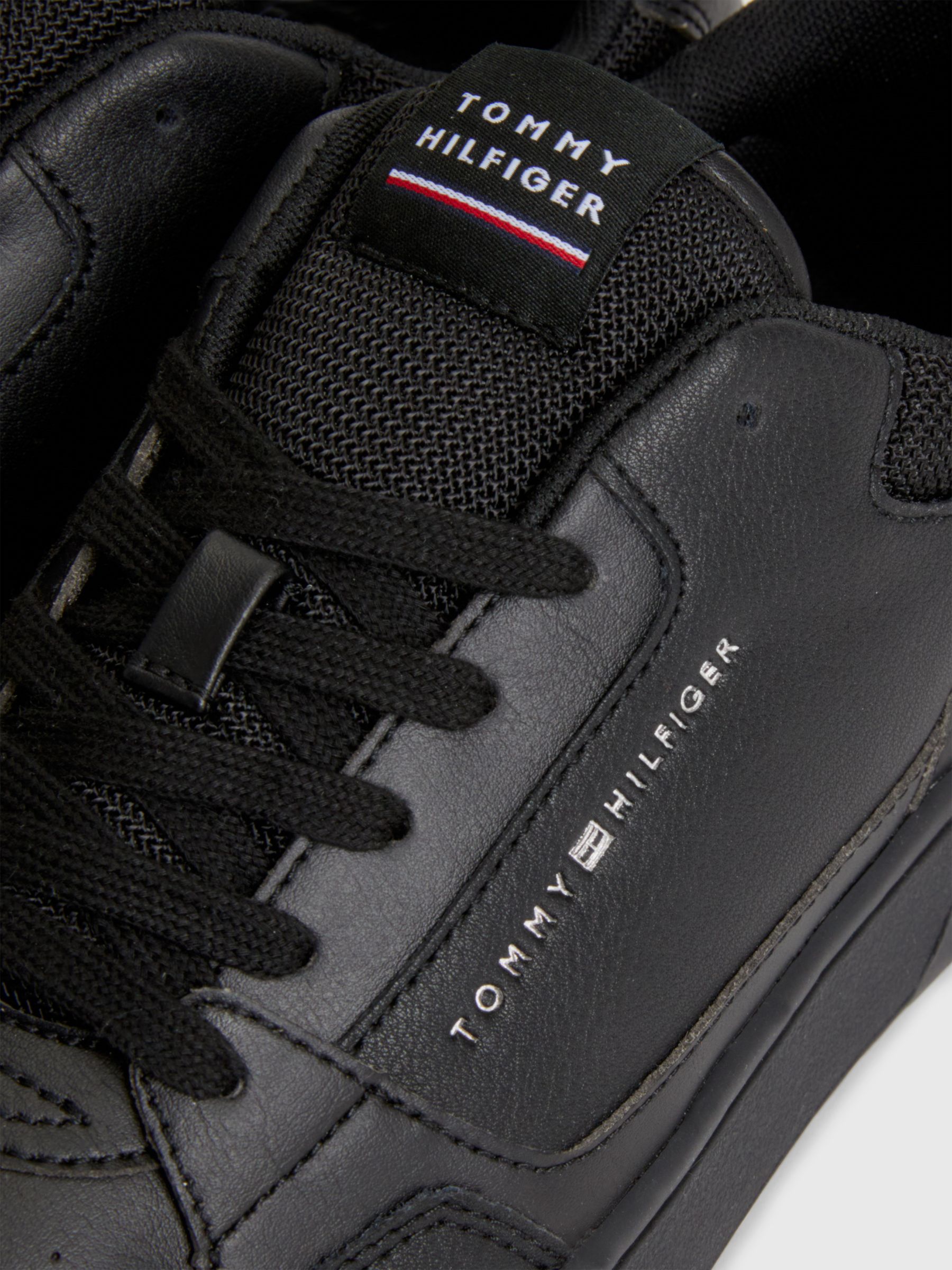 Buy Tommy Hilfiger Signature Cupsole Lace-Up Basketball Trainers, Black Online at johnlewis.com