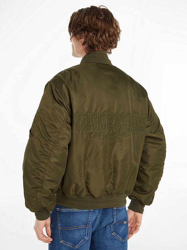 Tommy Jeans Army Bomber Jacket, Olive Green at John Lewis & Partners