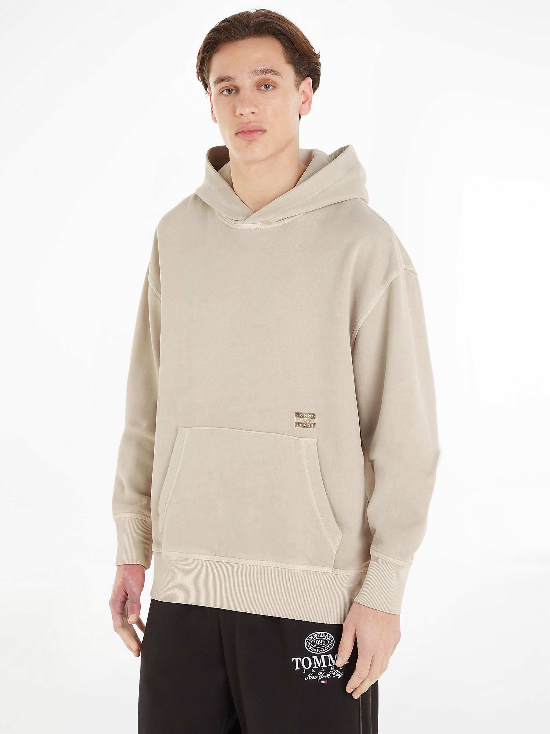 Tommy Hilfiger Tonal Relaxed Fit Hoodie, Newsprint at John Lewis & Partners