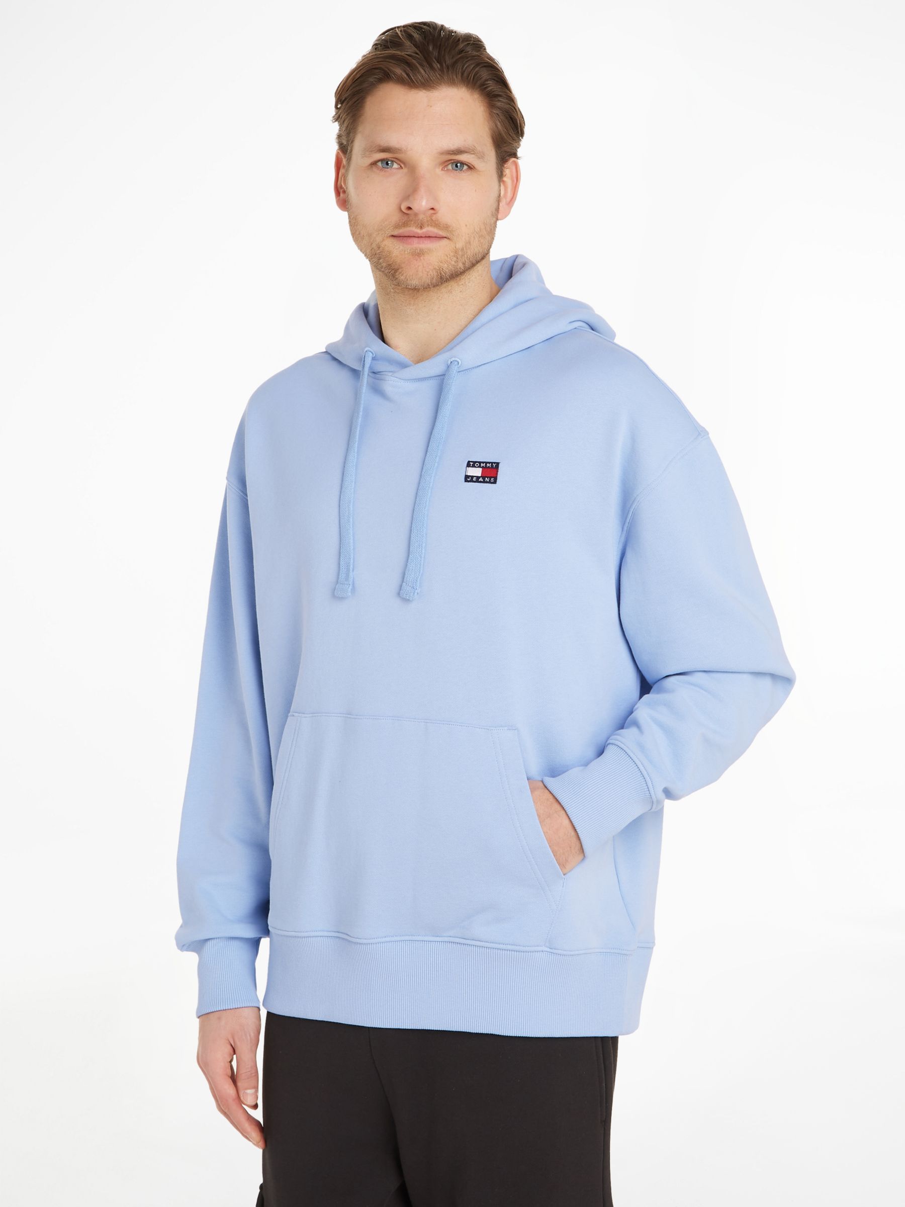 Tommy Hilfiger Badge Hoodie, Chambray Blue at John Lewis & Partners