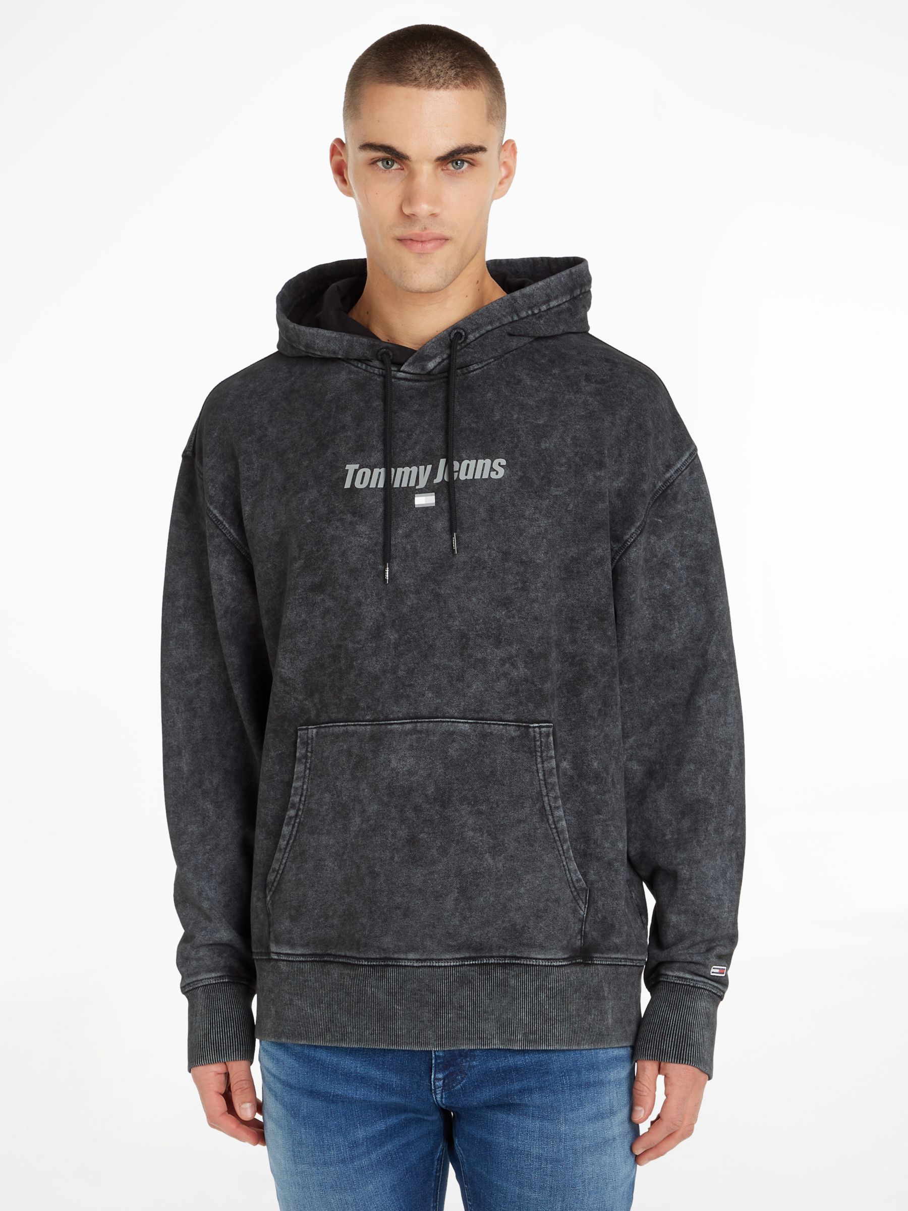 Tommy Jeans Washed Logo Hoodie, Black, XS