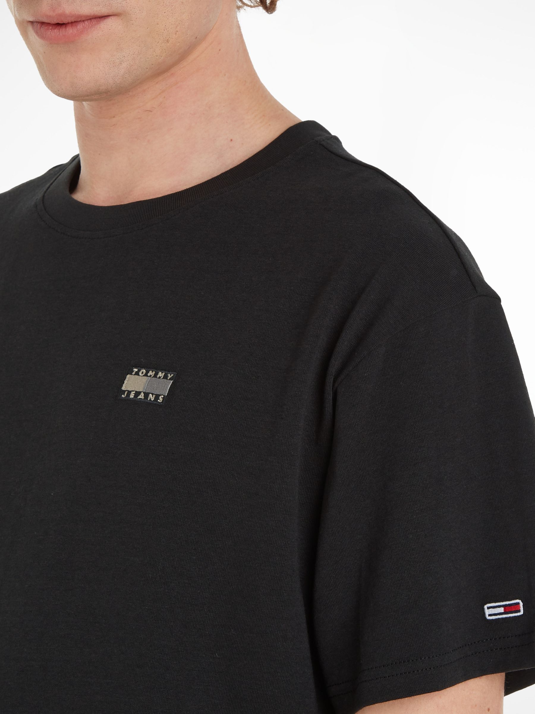 Tommy Jeans Relaxed Logo T-Shirt, Black at John Lewis & Partners | T-Shirts