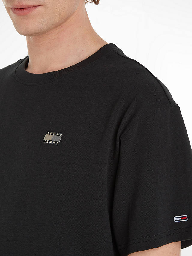 Tommy Jeans Relaxed Logo T-Shirt, Black at John Lewis & Partners