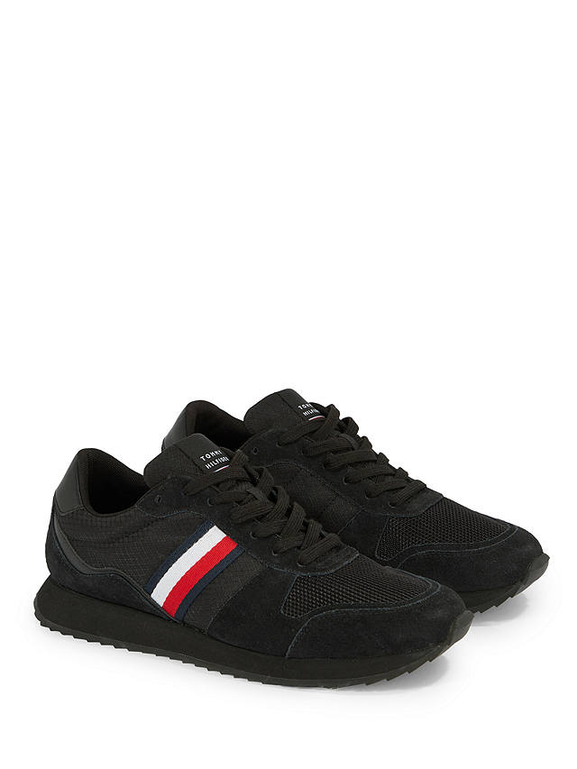 Tommy Hilfiger Runner Evo Suede Trainers, Black at John Lewis & Partners