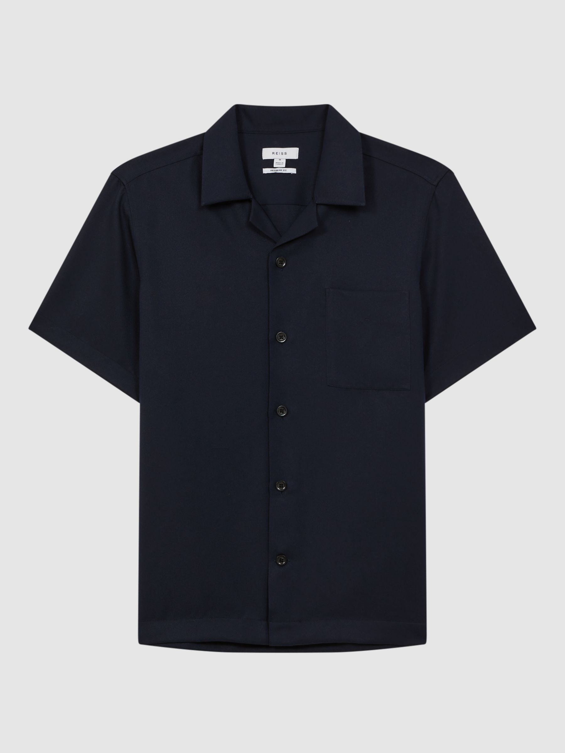 Reiss Tokyo Cuban Collar Short Sleeve Shirt, Navy at John Lewis & Partners