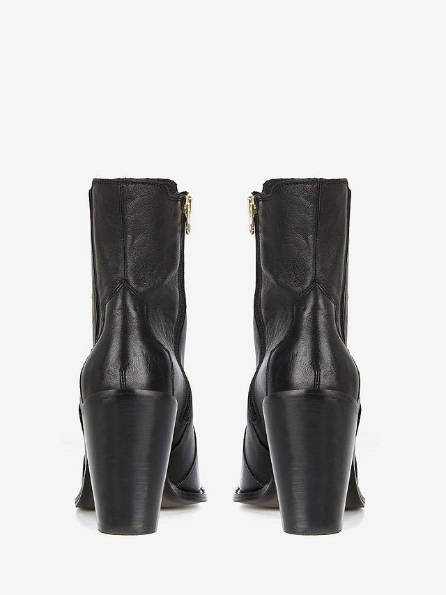Mint Velvet Phoebe High Heel Leather Cowboy Boots, Black