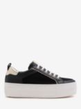 Mint Velvet Ria Platform Low Top Trainers, Black