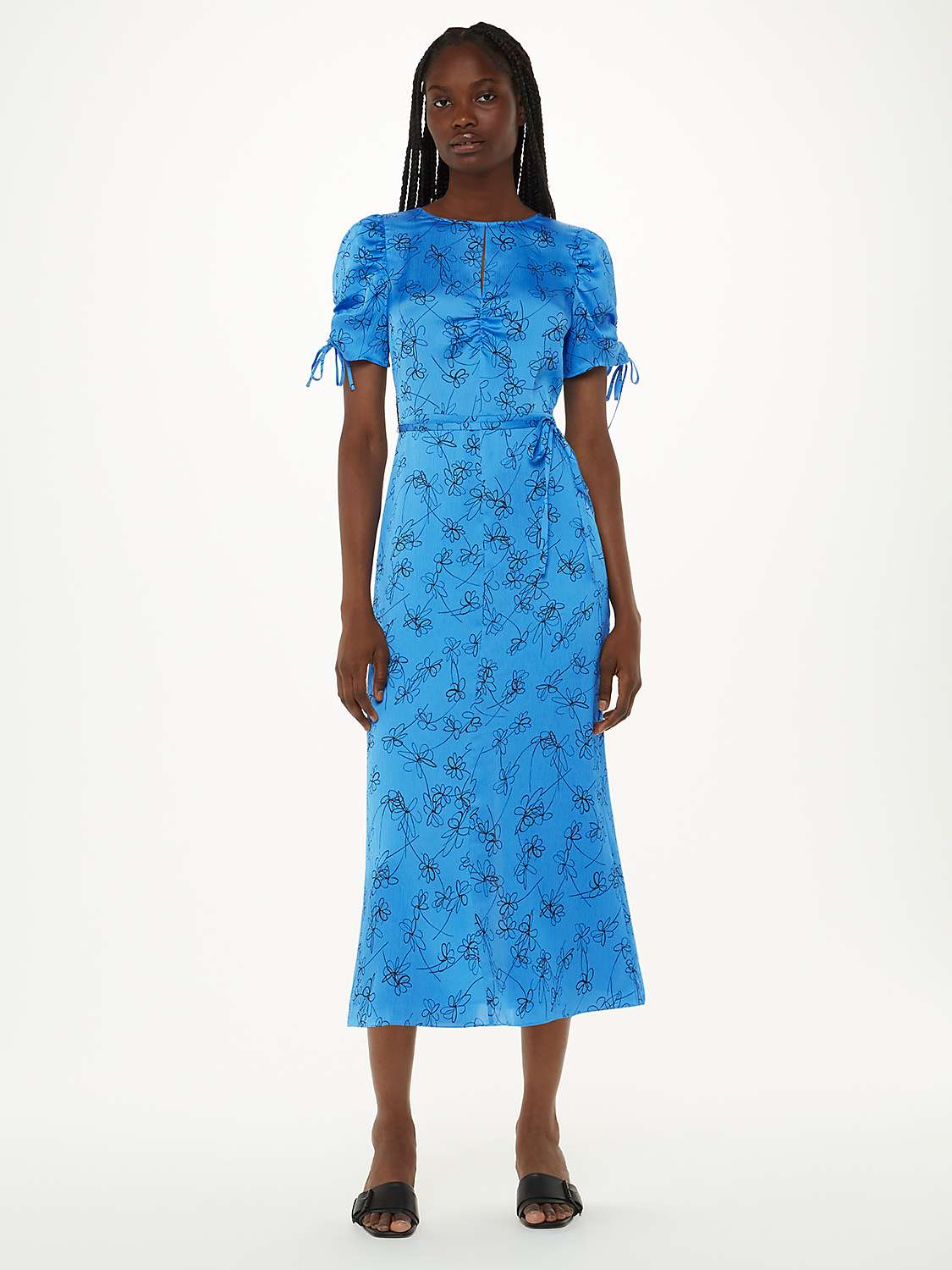 Buy Whistles Aurelie Scribble Daisy Midi Dress, Blue/Multi Online at johnlewis.com