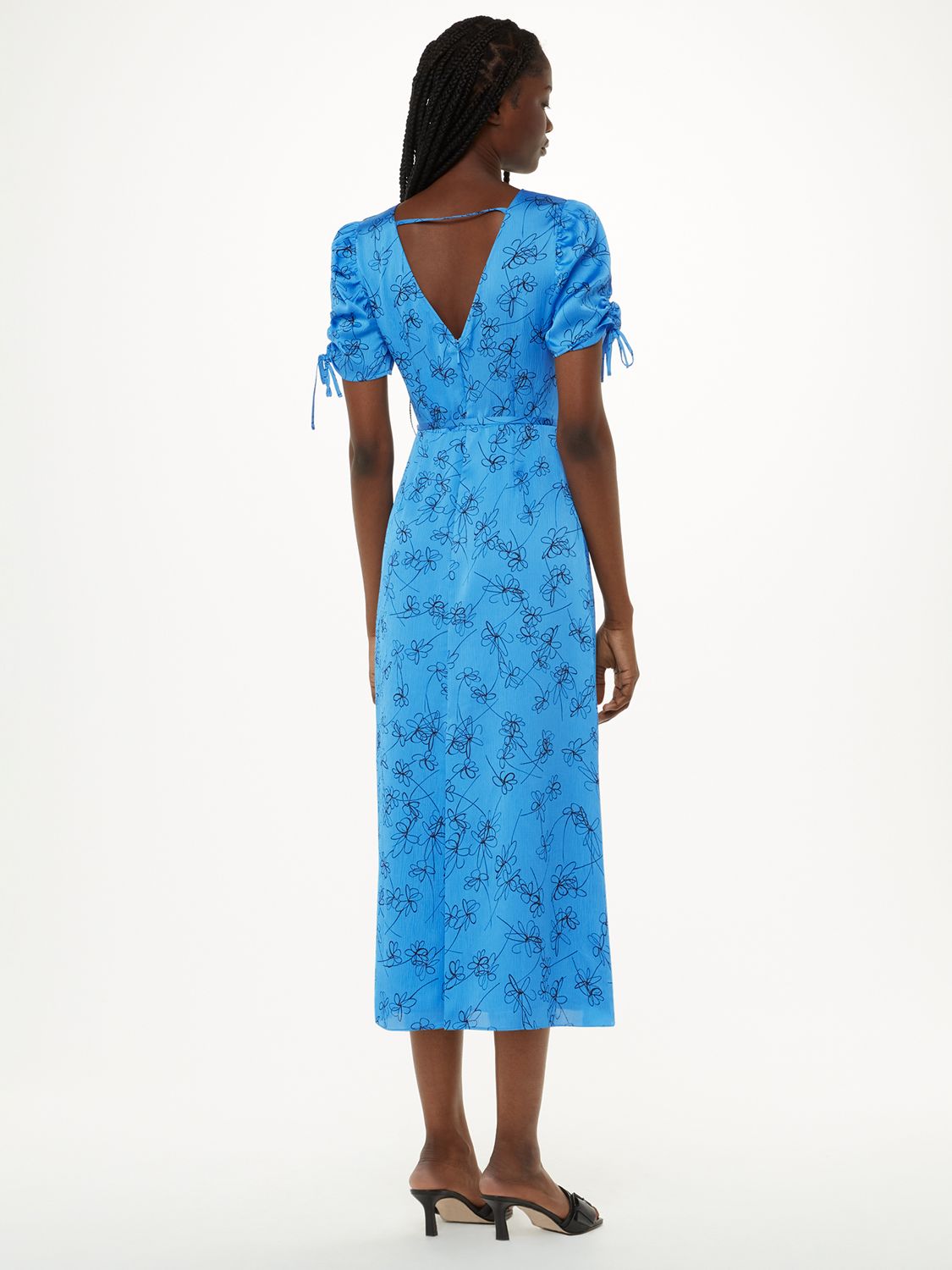 Whistles Aurelie Scribble Daisy Midi Dress, Blue/Multi, 18