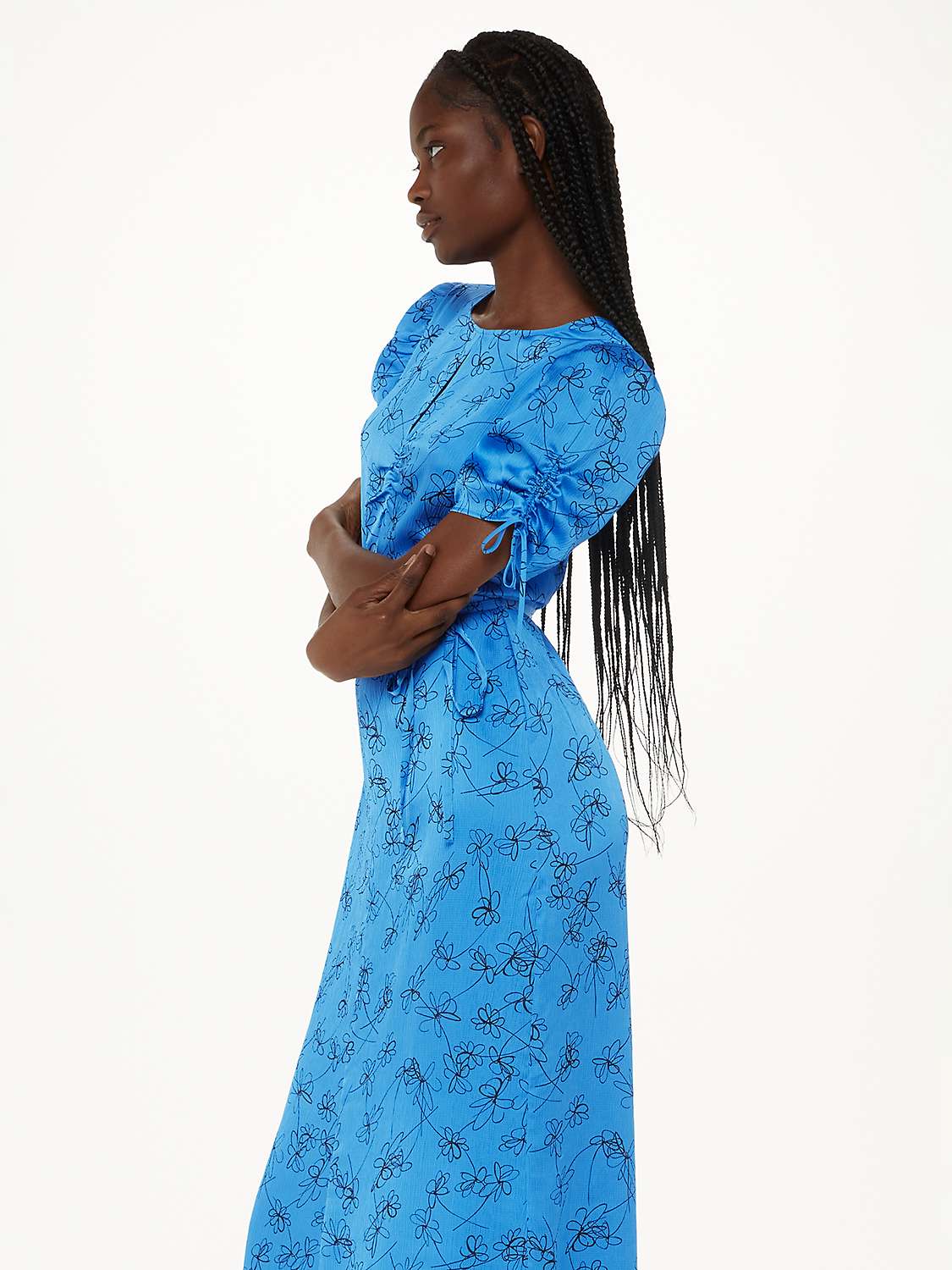Buy Whistles Aurelie Scribble Daisy Midi Dress, Blue/Multi Online at johnlewis.com