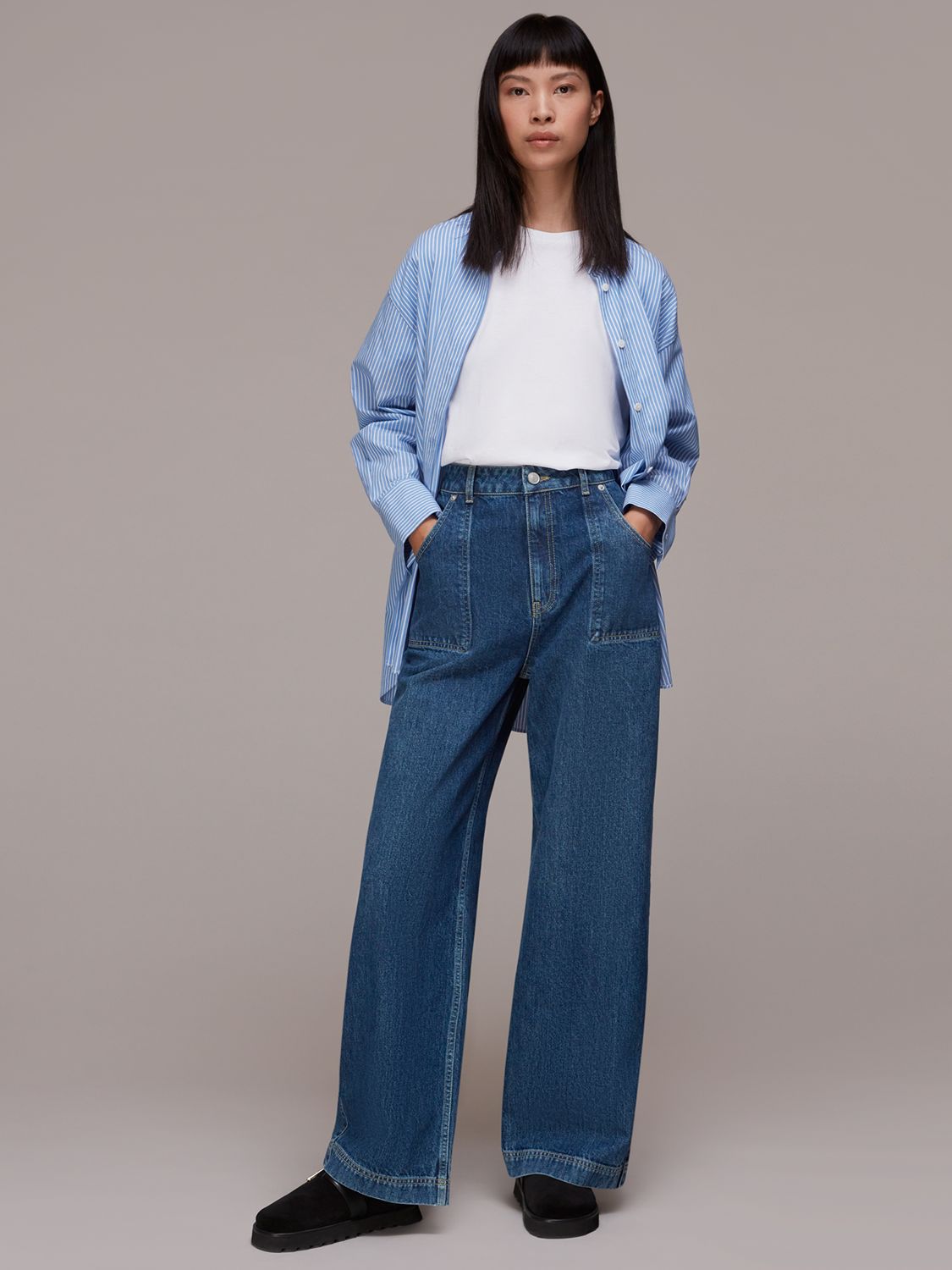 Buy Whistles Petite Authentic Raya Straight Jeans, Blue Online at johnlewis.com