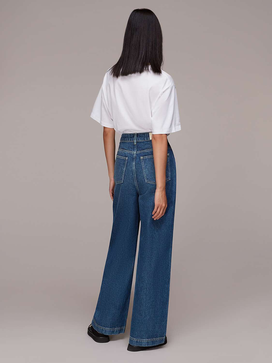 Buy Whistles Petite Authentic Raya Straight Jeans, Blue Online at johnlewis.com