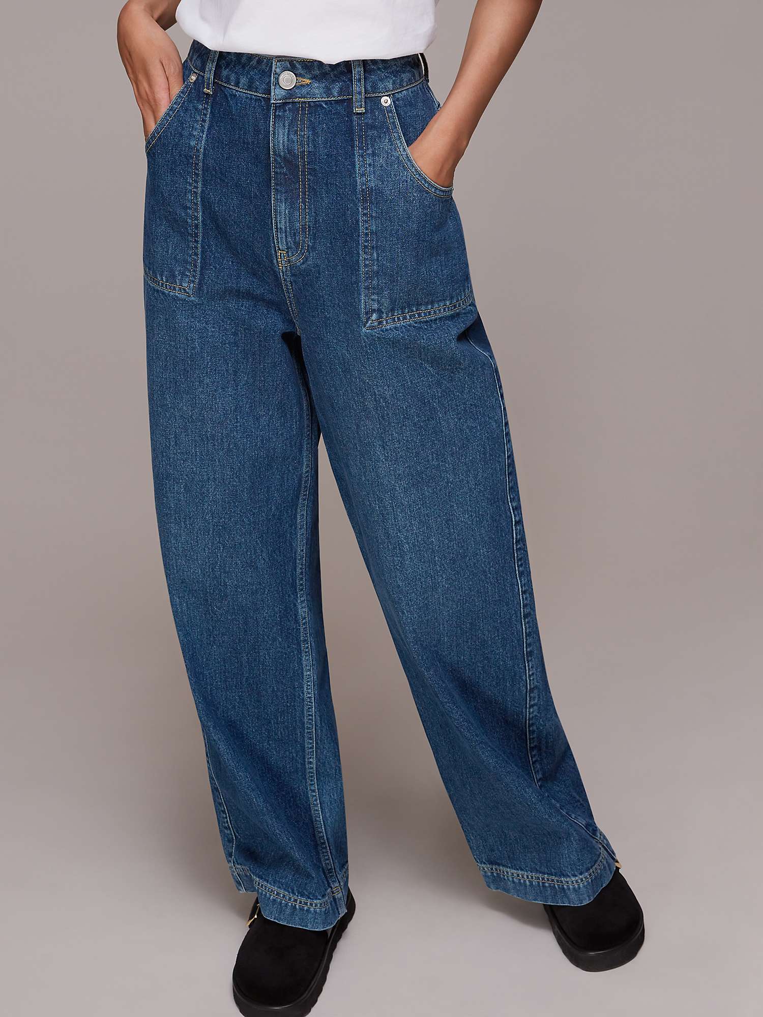 Whistles Petite Authentic Raya Straight Jeans, Blue at John Lewis ...
