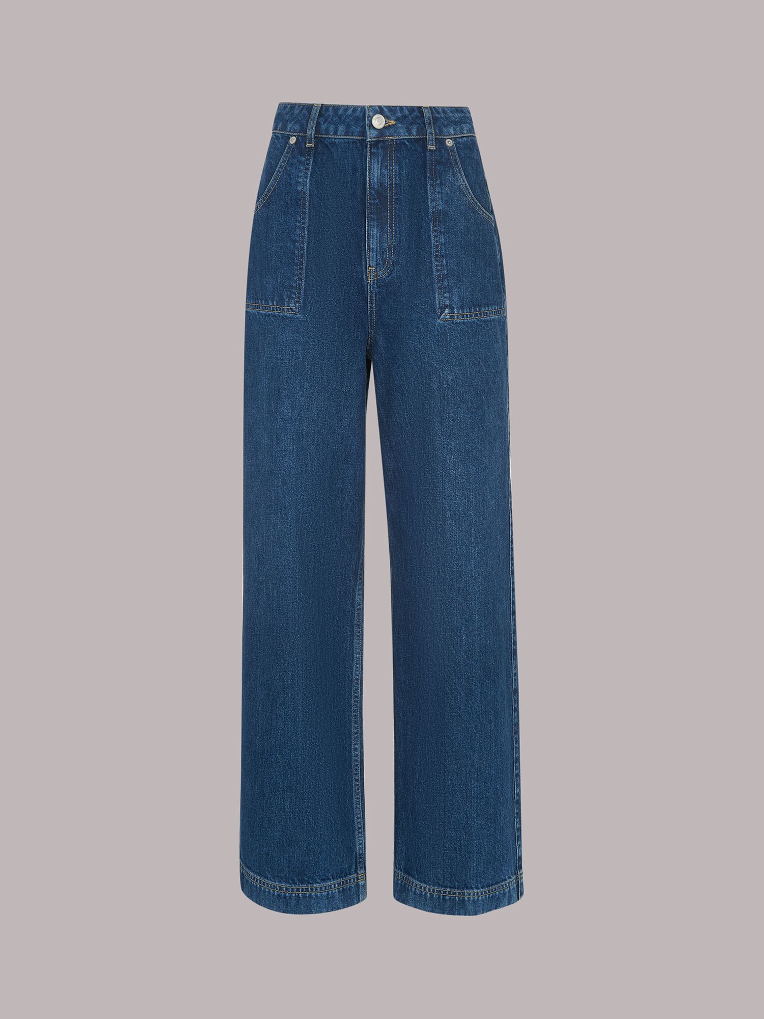 Whistles Petite Authentic Raya Straight Jeans, Blue, 29