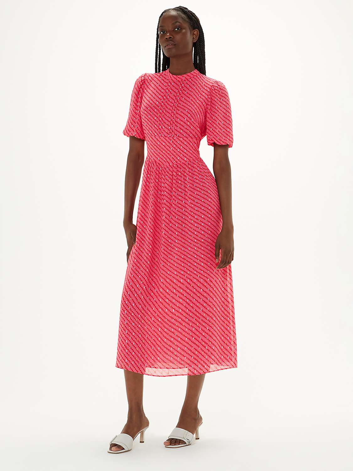 Buy Whistles Diagonal Leaf Blair Ecovero Dress, Pink/Multi Online at johnlewis.com