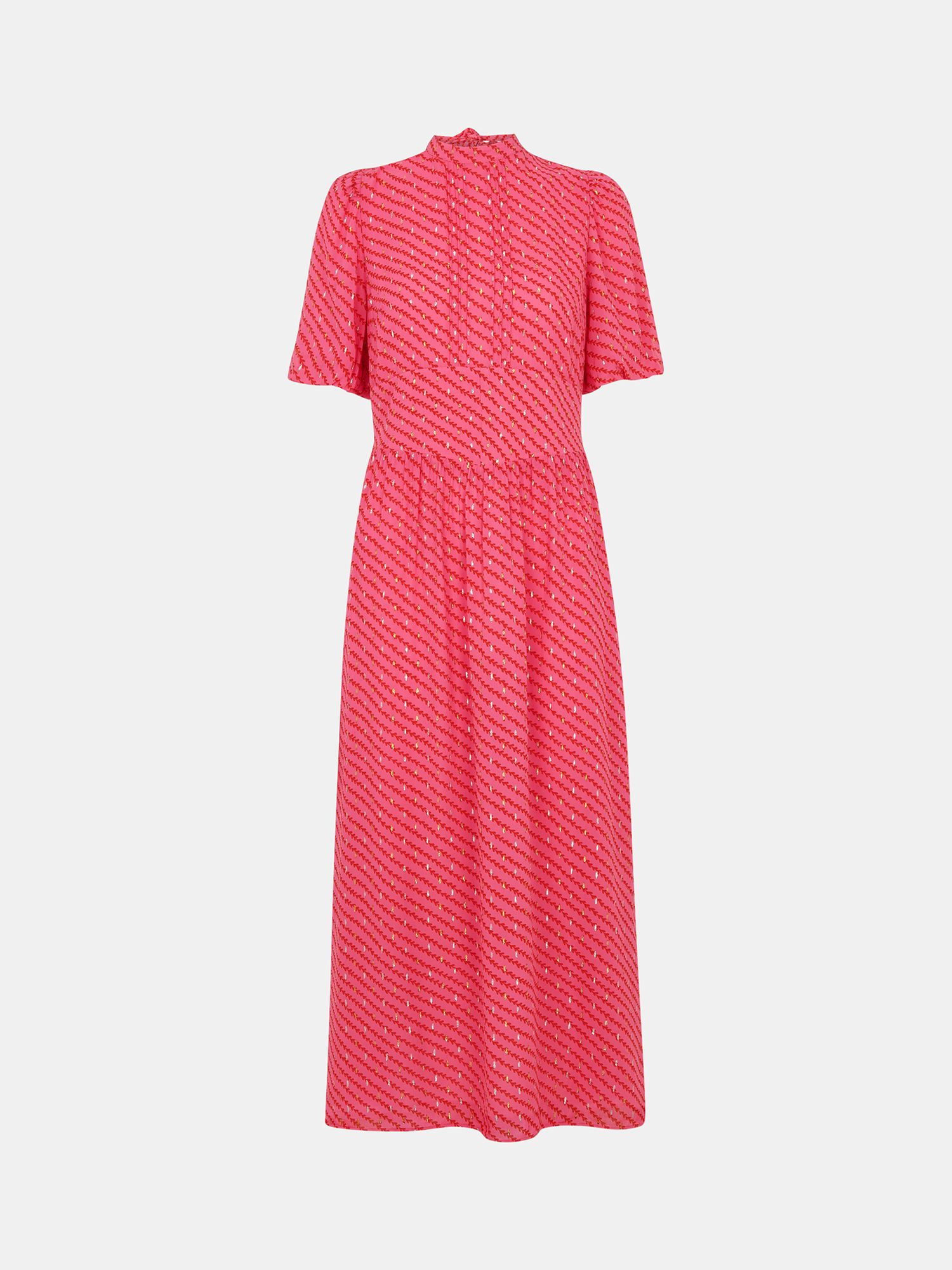 Whistles Diagonal Leaf Blair Ecovero Dress, Pink/Multi, 16