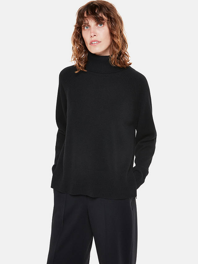 Whistles Petite Cashmere Roll Neck Jumper, Black