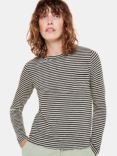 Whistles Fine Stripe Pocket Crew, Black/Multi