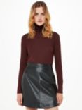 Whistles Essential Ribbed Roll Neck Top, Burgundy