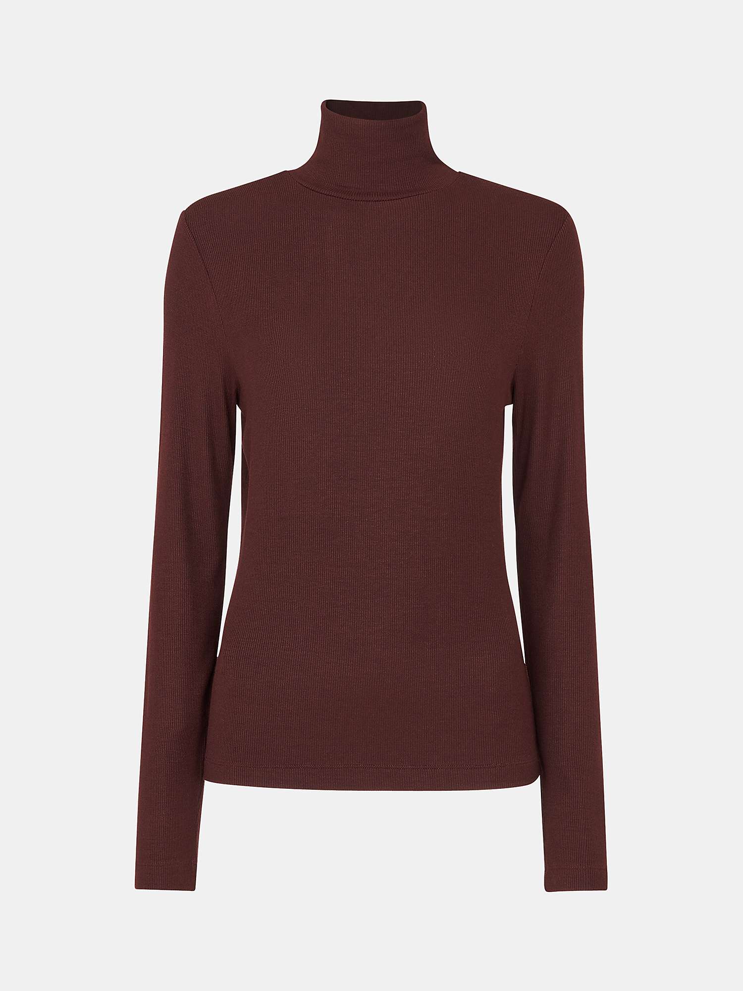 Buy Whistles Essential Ribbed Roll Neck Top, Burgundy Online at johnlewis.com