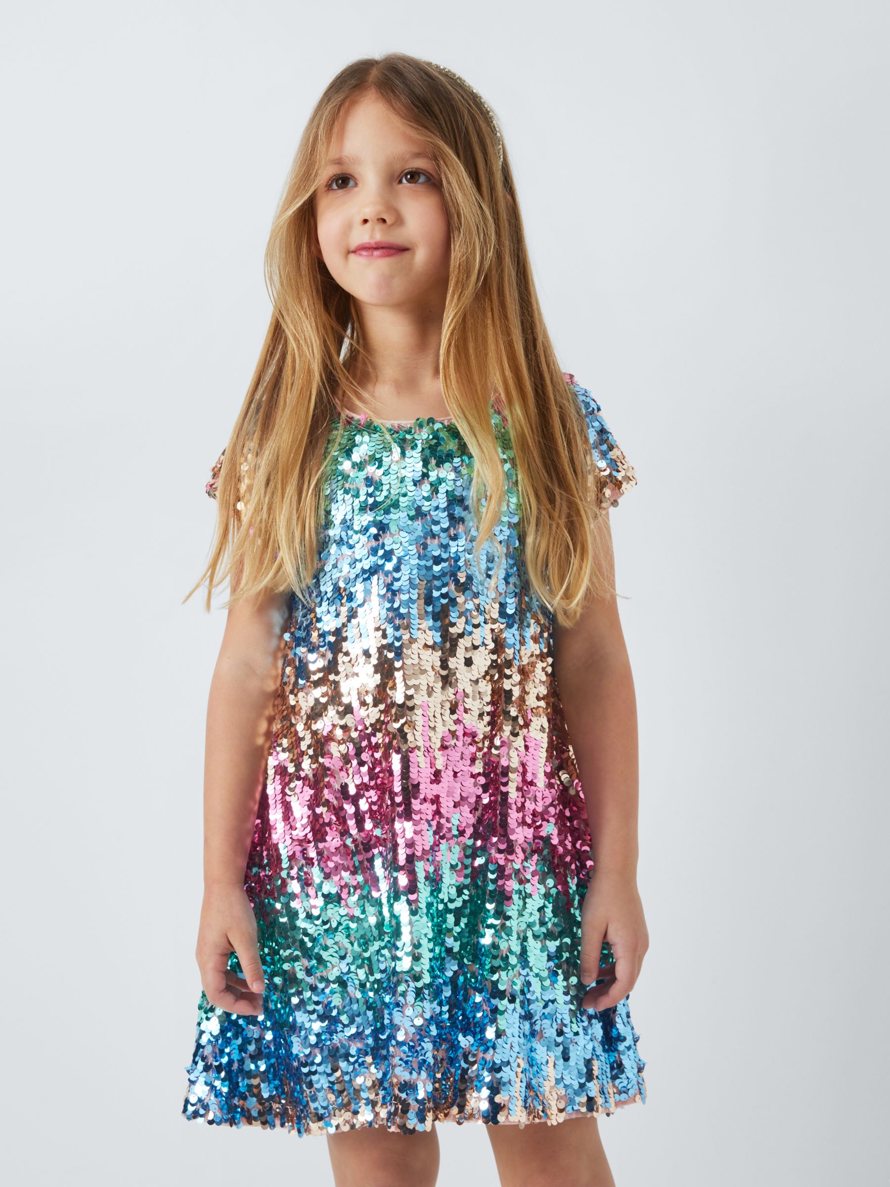 John Lewis Kids' Sequin Ombre Dress, Multi at John Lewis & Partners