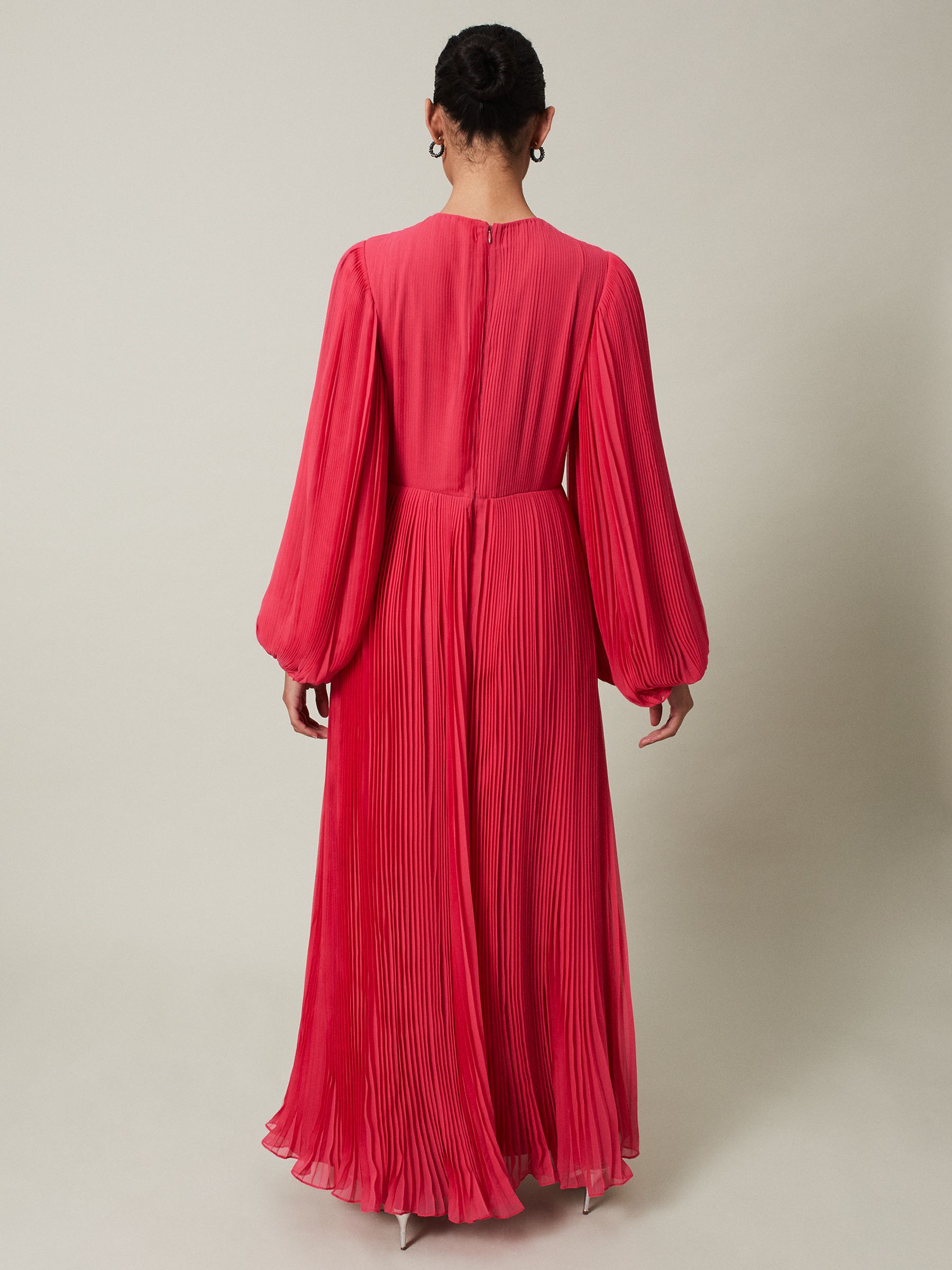 Buy Phase Eight Lillian Pleated Embellished Maxi Dress, Pink Online at johnlewis.com