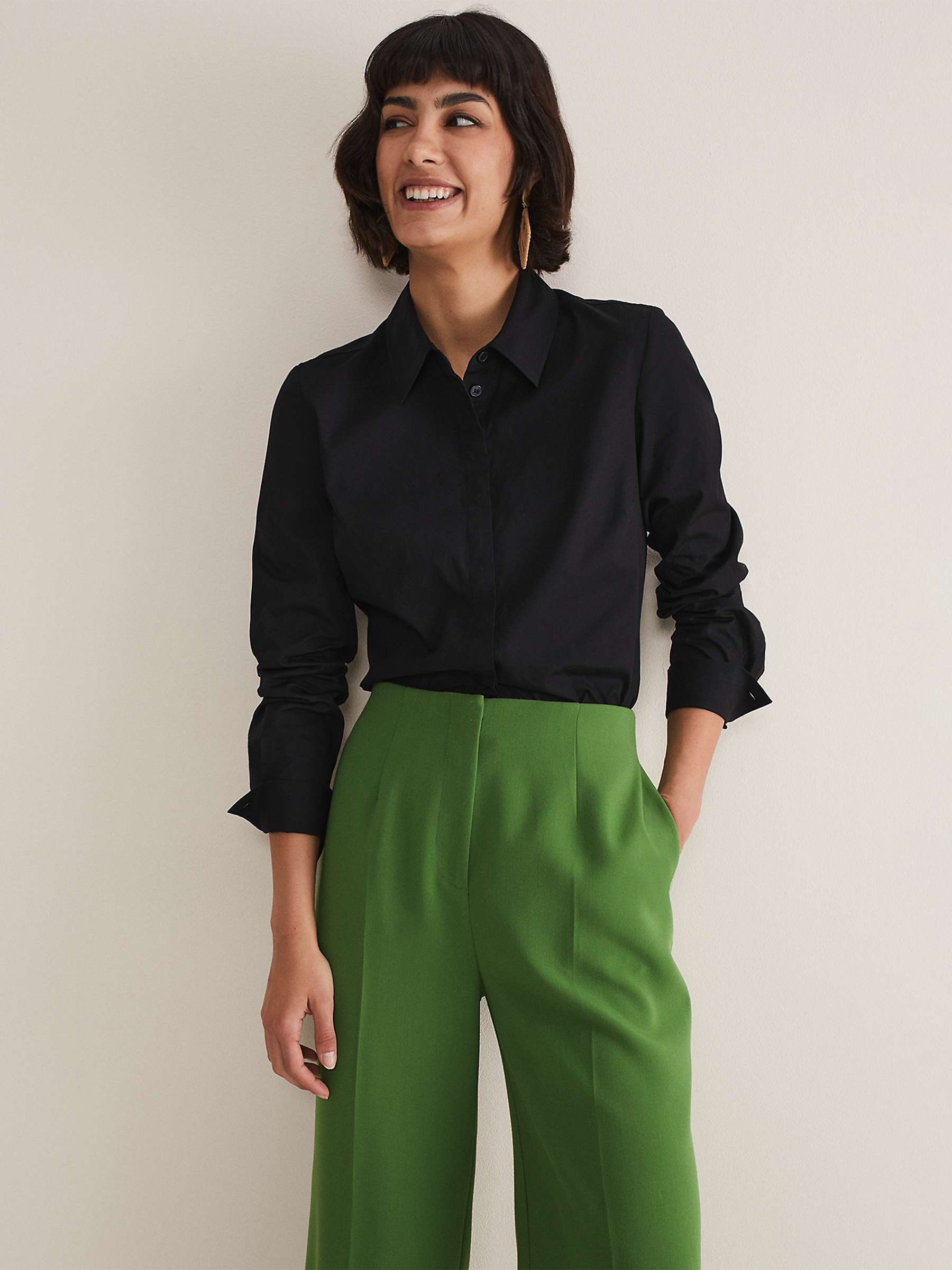 Buy Phase Eight Classic Fitted Shirt, Black Online at johnlewis.com