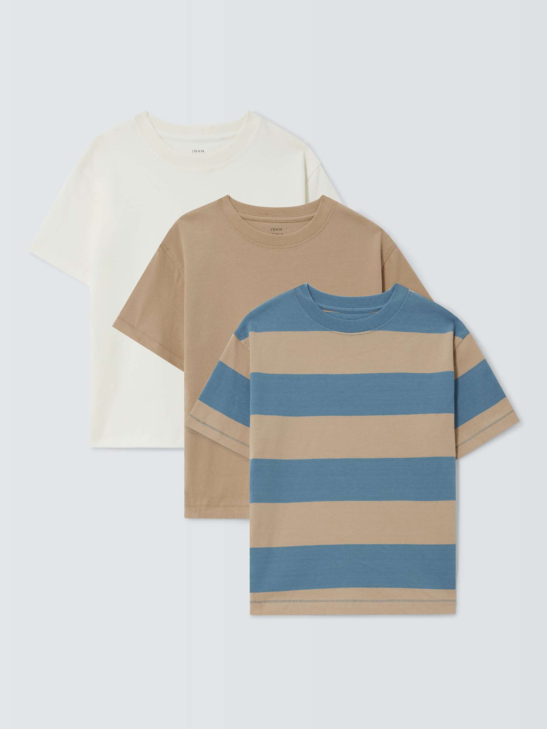 Buy John Lewis Kids' Plain/Stripe T-Shirts, Pack of 3, Multi Online at johnlewis.com