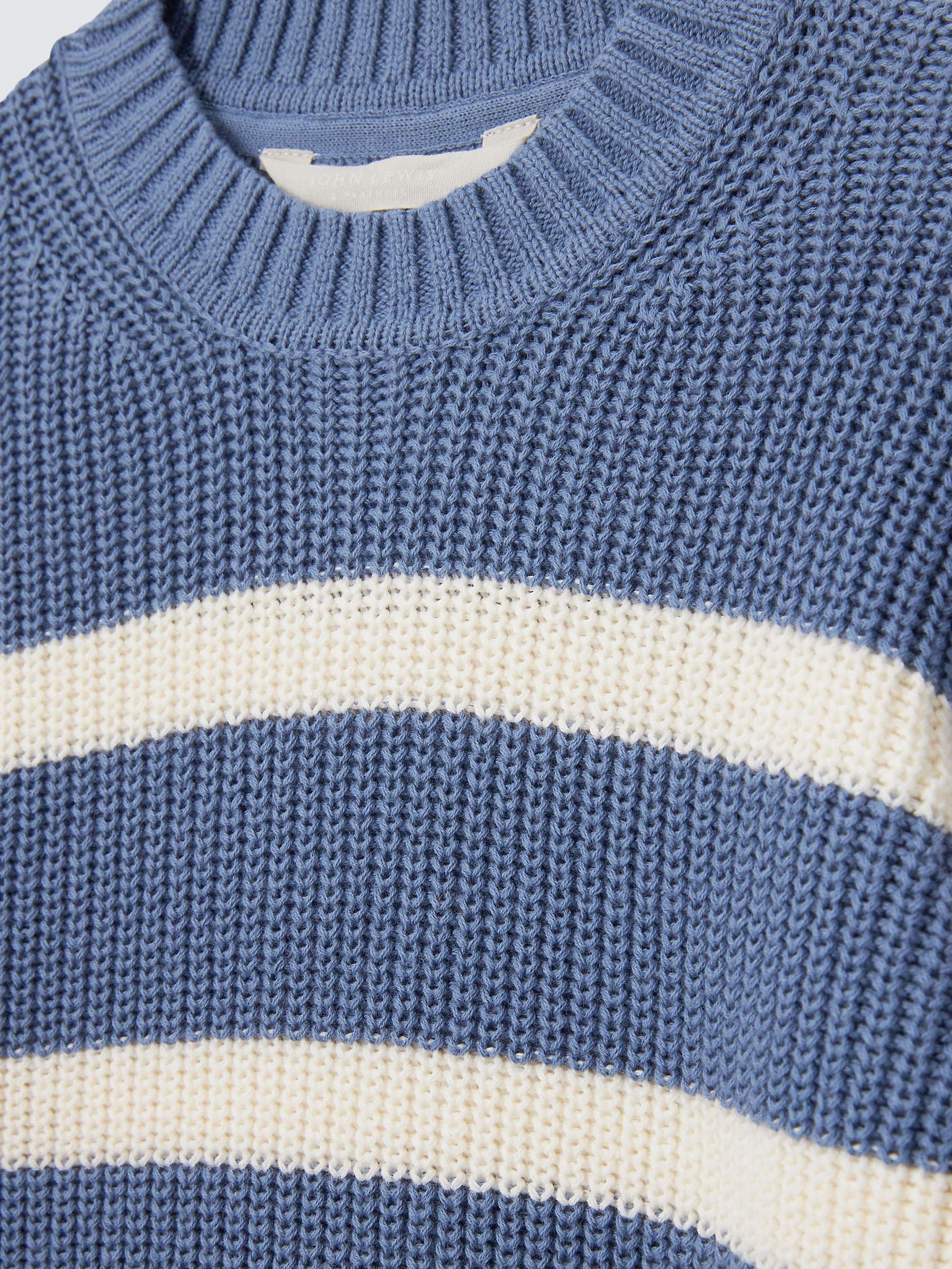 Buy John Lewis Kids' Cotton Stripe Stitch Jumper, Blue/White Online at johnlewis.com