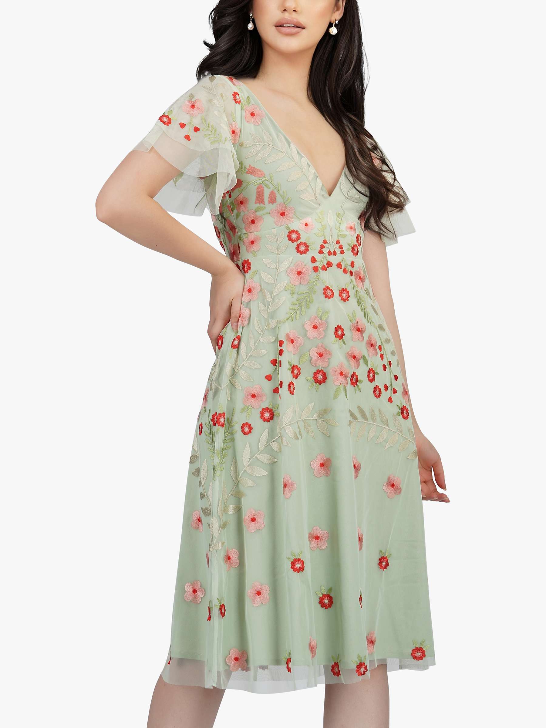 Buy Lace & Beads Calla Midi Dress, Sage Green Online at johnlewis.com