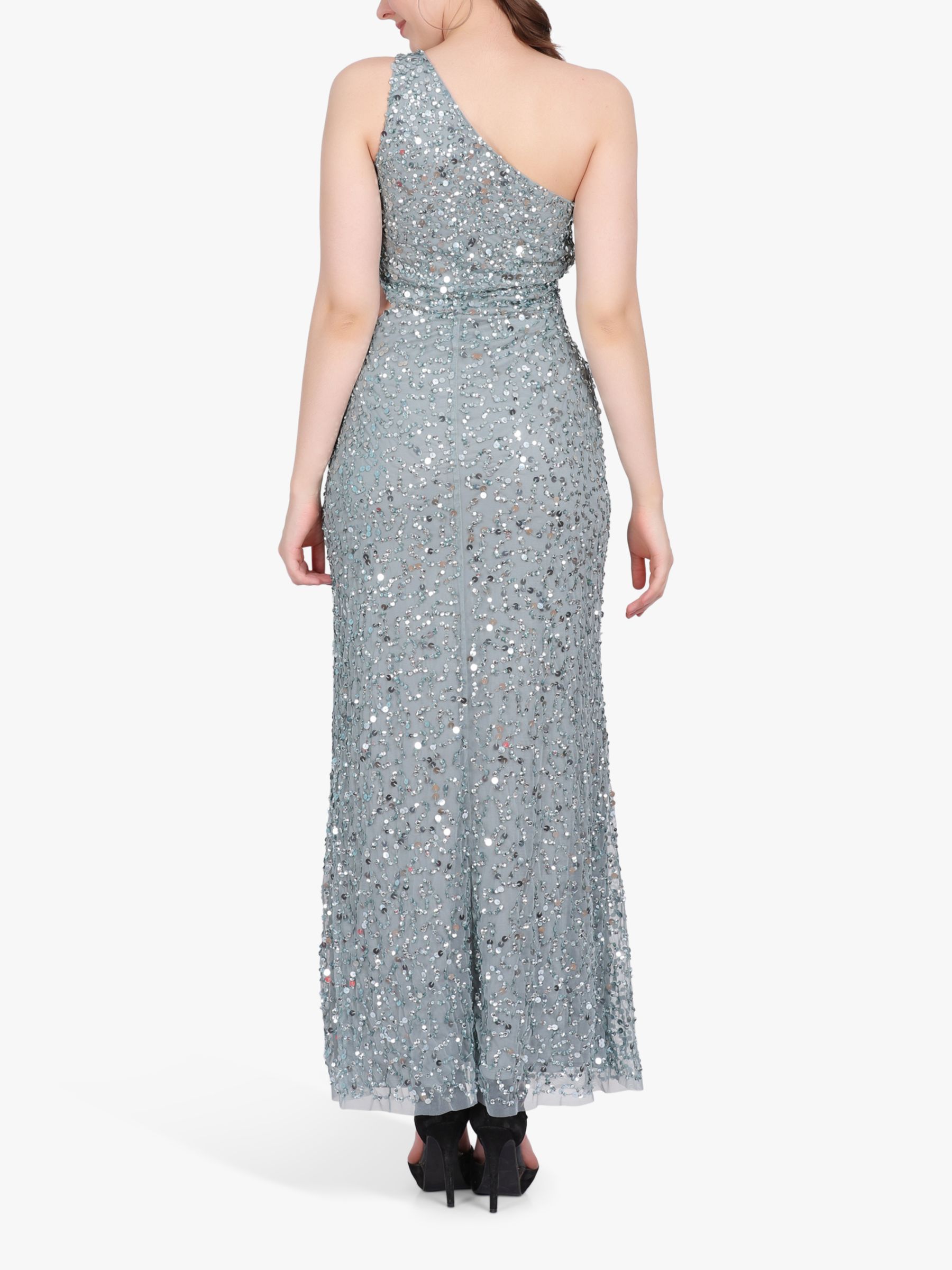 Lace & Beads Naeve Sequin One Shoulder Maxi Dress, Teal at John Lewis ...