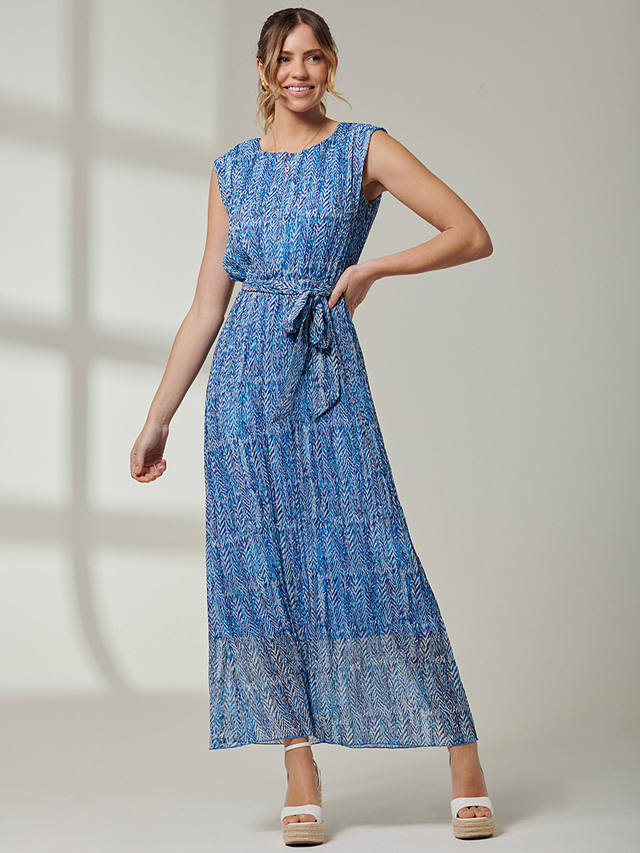 Jolie Moi Hollyn Pleated Chiffon Maxi Dress, Blue Abstract