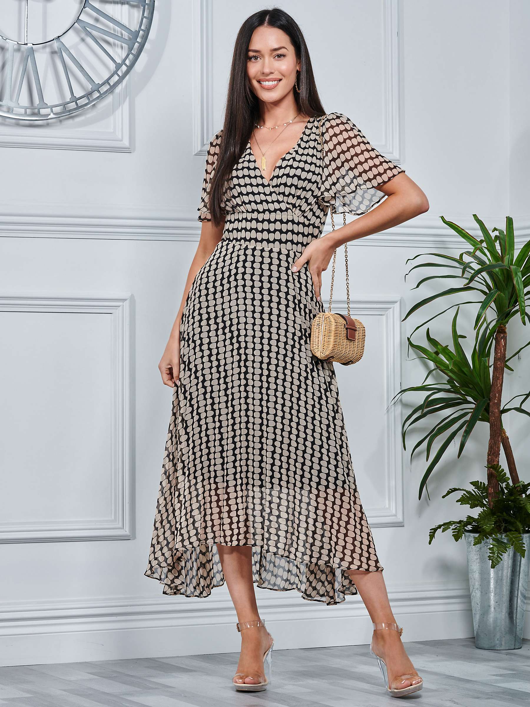 Buy Jolie Moi V-Neck Pleated Chiffon Maxi Dress Online at johnlewis.com