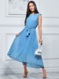 Jolie Moi Pleated Chiffon Midi Dress, Blue Polka