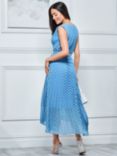 Jolie Moi Pleated Chiffon Midi Dress, Blue Polka