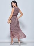 Jolie Moi Pleated Chiffon Midi Dress, Pink Geo