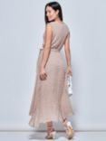 Jolie Moi Pleated Chiffon Midi Dress, Taupe Multi