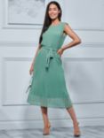 Jolie Moi Hayes Pleated Chiffon Midi Dress, Green Polka